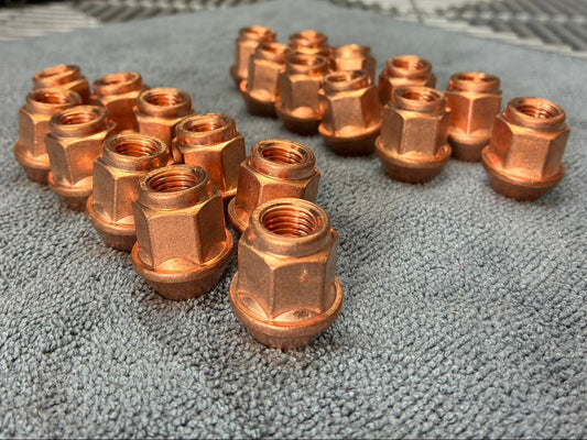 New. Lug Nuts - Copper Plated - HEX19 H=30 M12x1.5 - Set Of 20