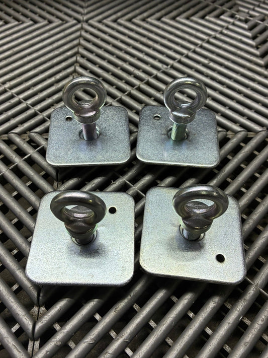 New. Racing Harness Reinforced Fixing Plates and Eyebolts (Pack of 4)