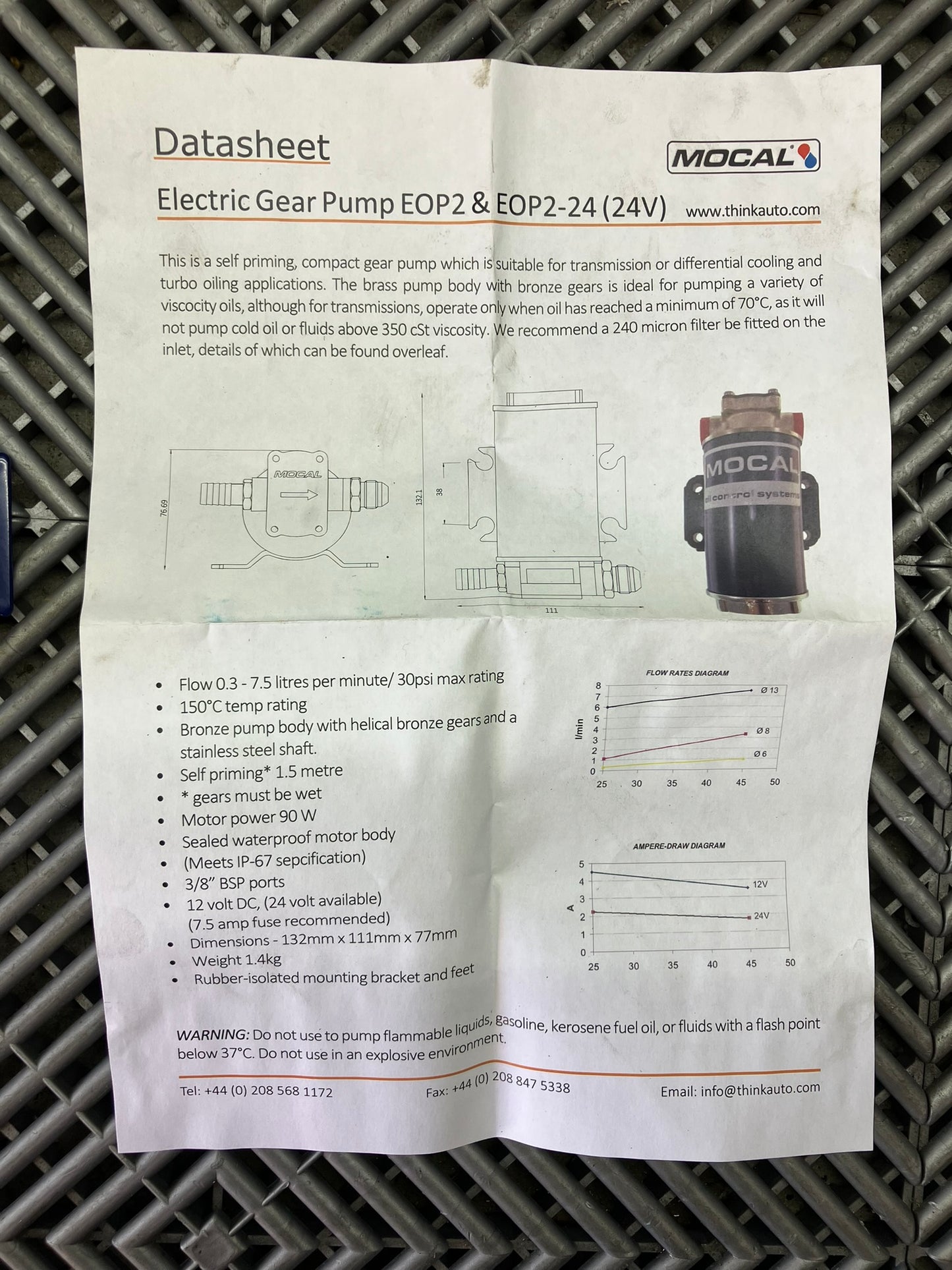 New. MOCAL EOP2 electric oil pump.