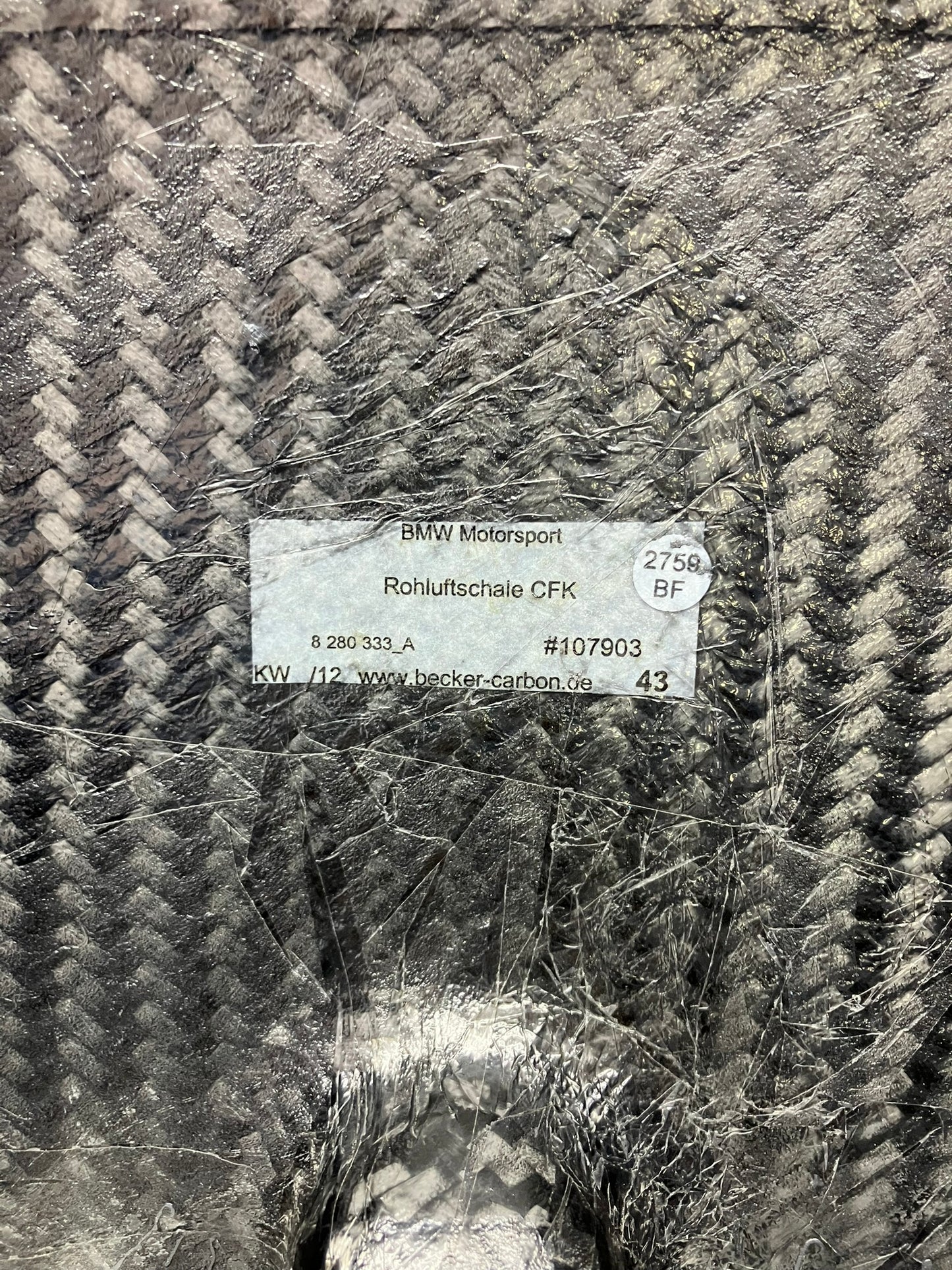 Used. Bmw motorsport GT3 Z4 carbon fiber front airbox part