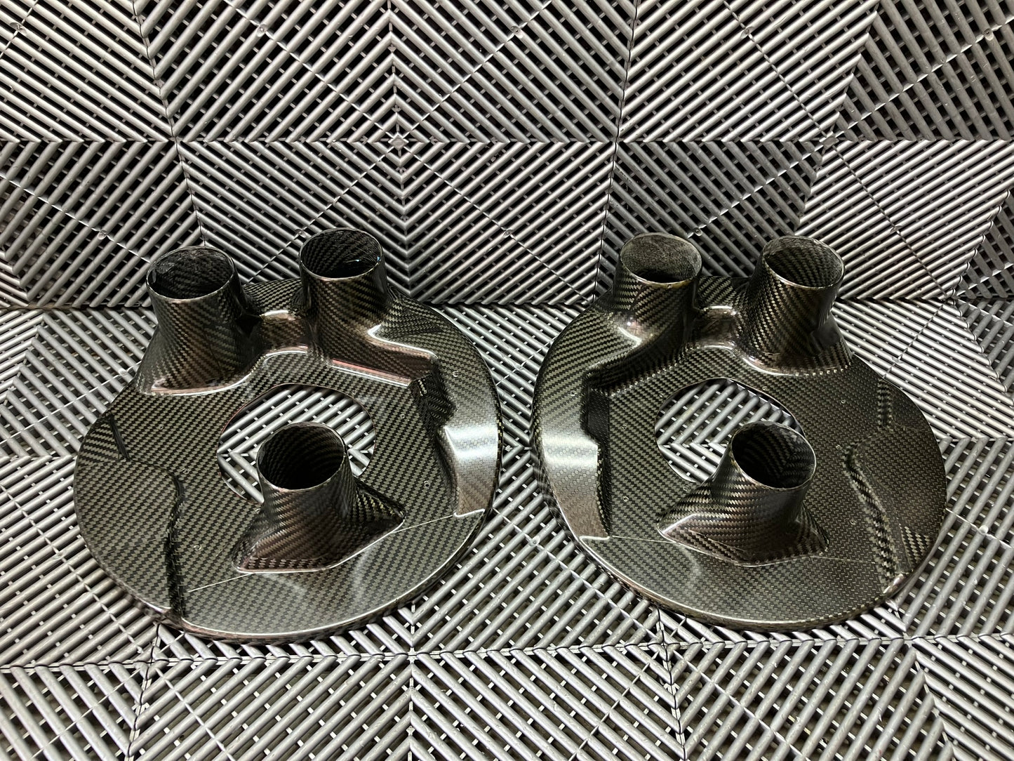 New. GT cars front brake duct cooling plates. Carbon fiber