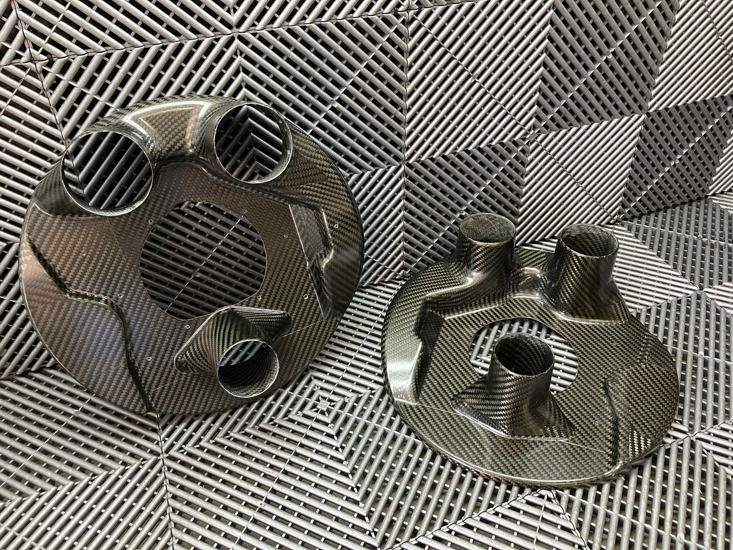 New. GT cars front brake duct cooling plates. Carbon fiber