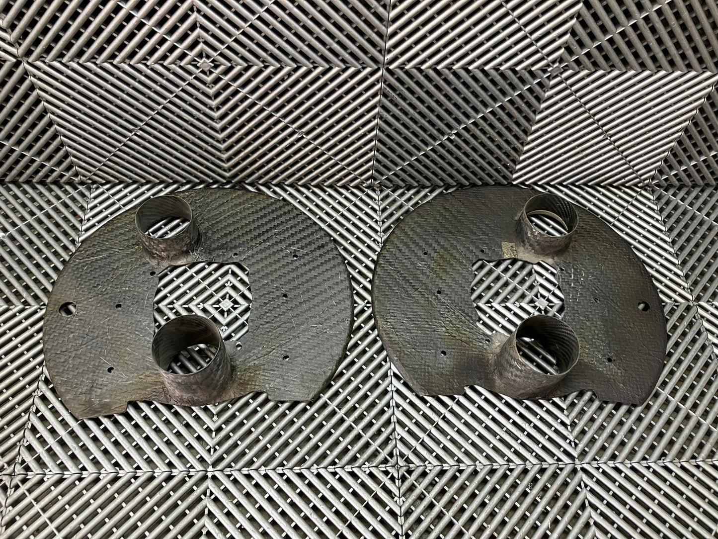 Used. GT cars front brake duct cooling plates. Carbon fiber