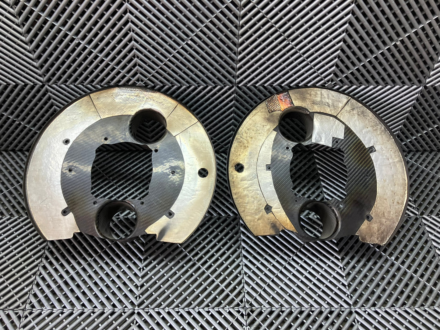 Used. GT cars front brake duct cooling plates. Carbon fiber