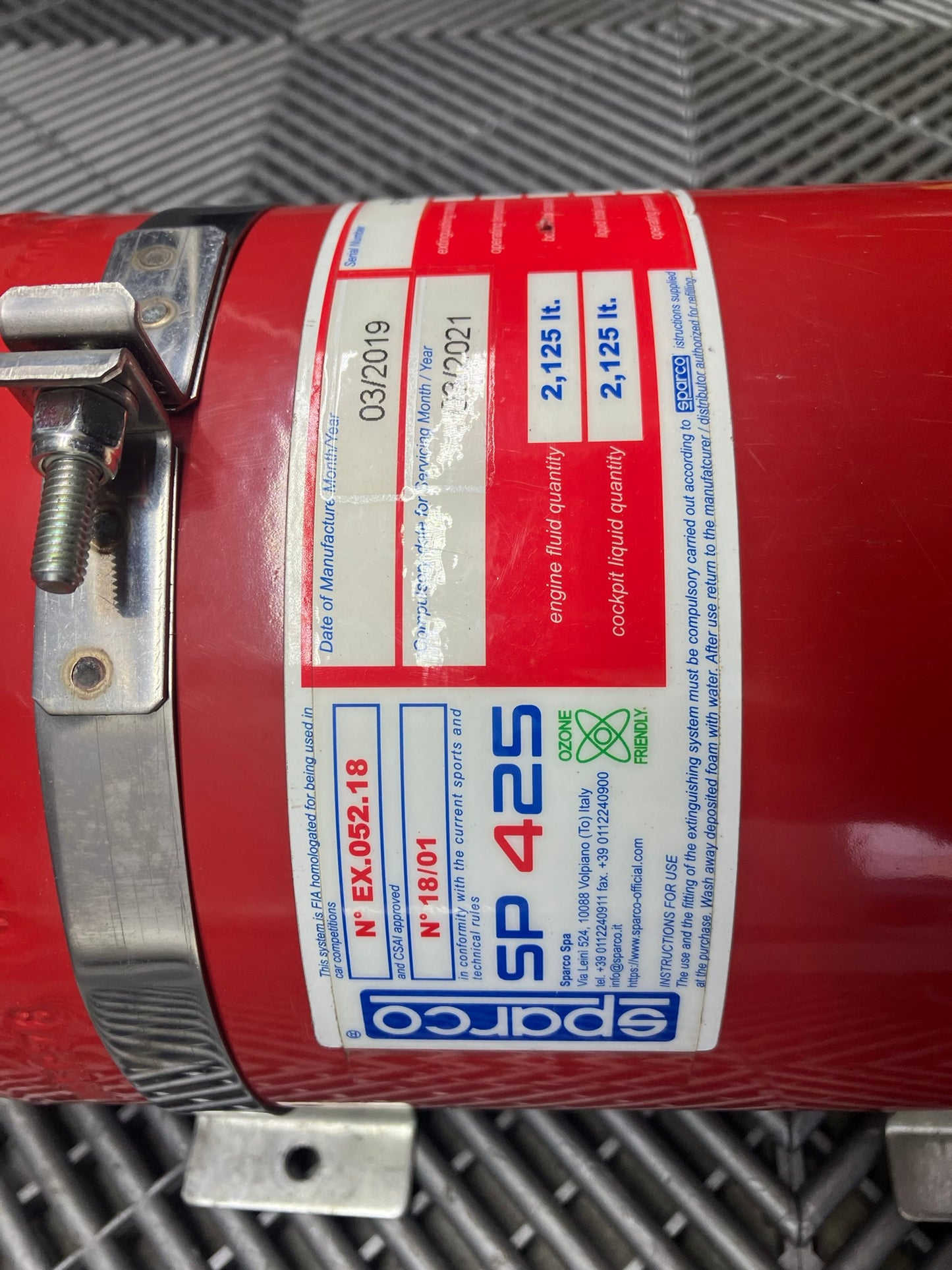Used. Never released. Sparco Fire extinguisher SP425