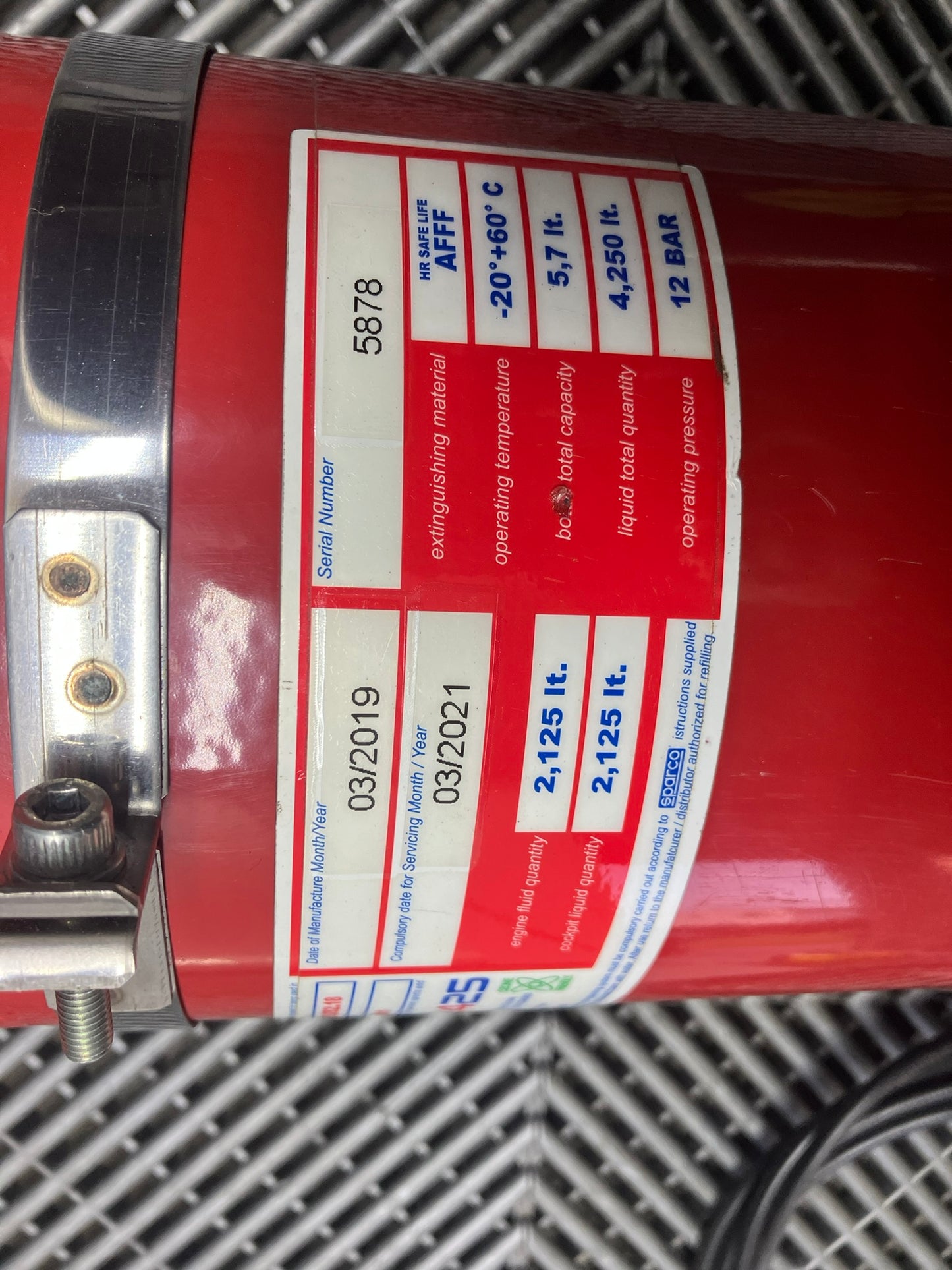 Used. Never released. Sparco Fire extinguisher SP425