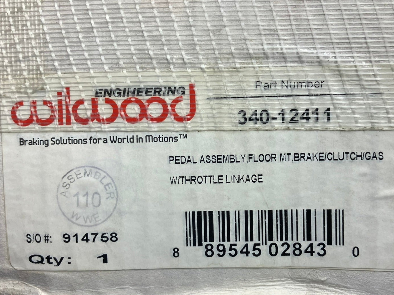 New. Wilwood Pedal Box Assembly. 340-12411