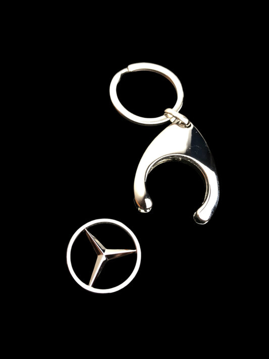 New. "Mercedes" Key Chain Shopping Trolley Coin.