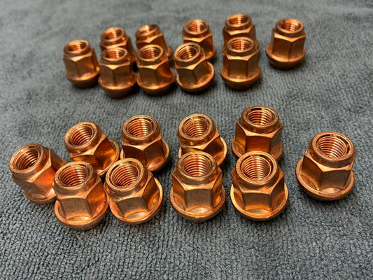 New. Lug Nuts - Copper Plated - HEX19 H=30 M12x1.5 - Set Of 20