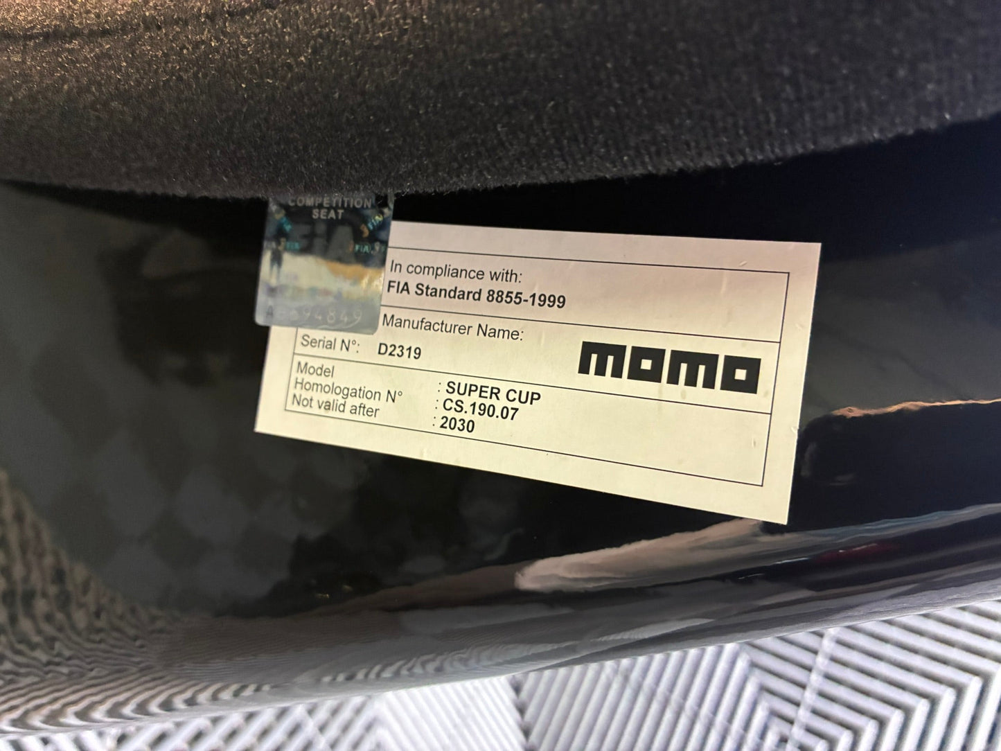 Used. Momo Super cup racing seat. Homo till 2030.