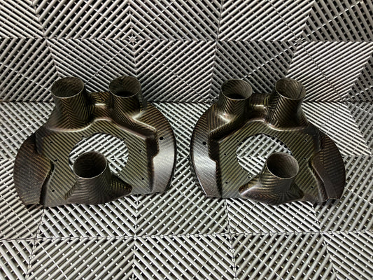 Used. GT cars front brake duct cooling plates. Carbon fiber