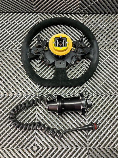 Used. Sparco steering wheel with adapter + wiring + buttons