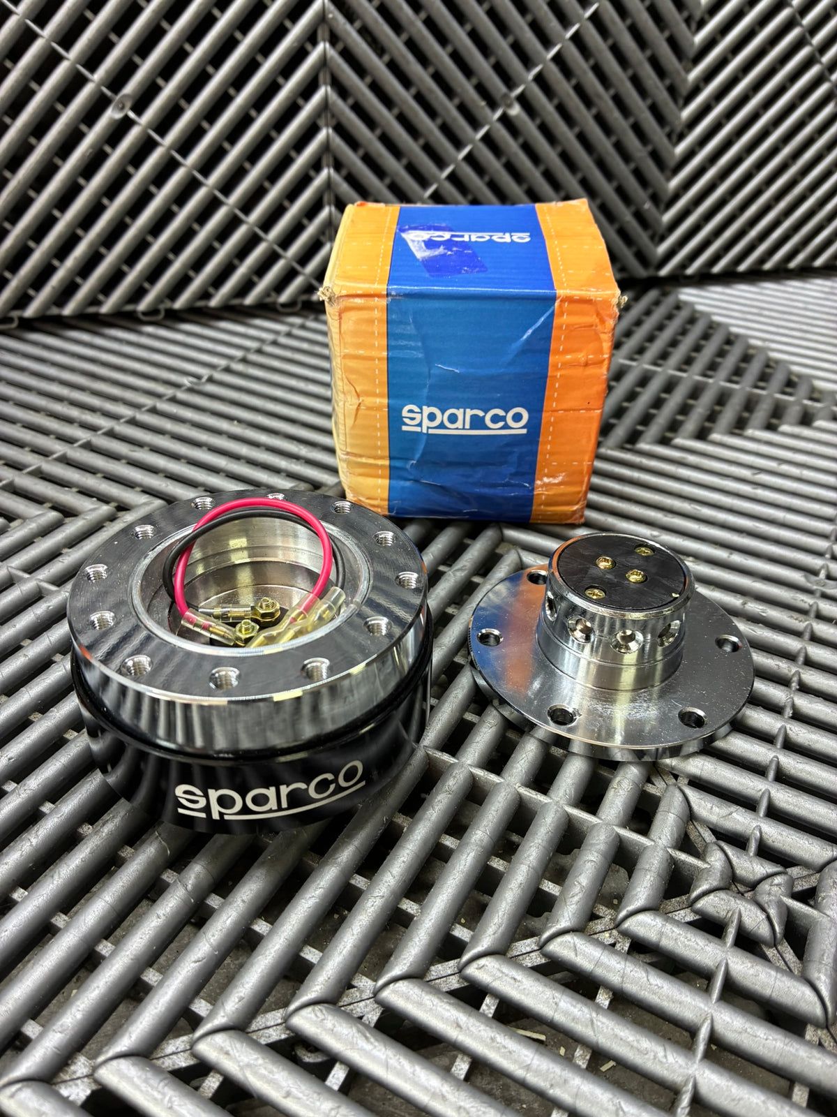 New. Sparco steering wheel quick release adapter kit.
