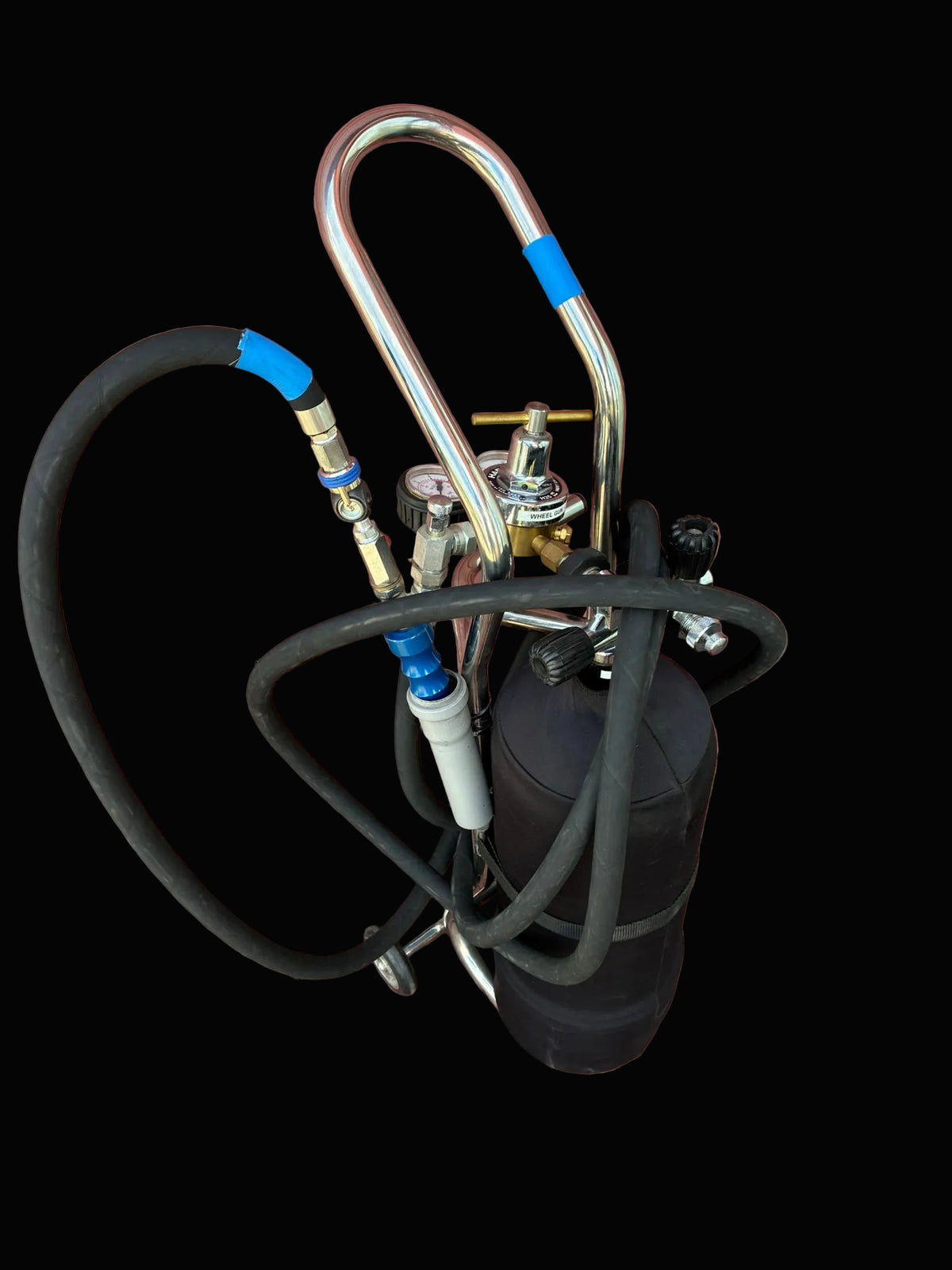 Used. Full kit of Air jack bottle with trolley+Reguliator+Krontec Lance+Hose