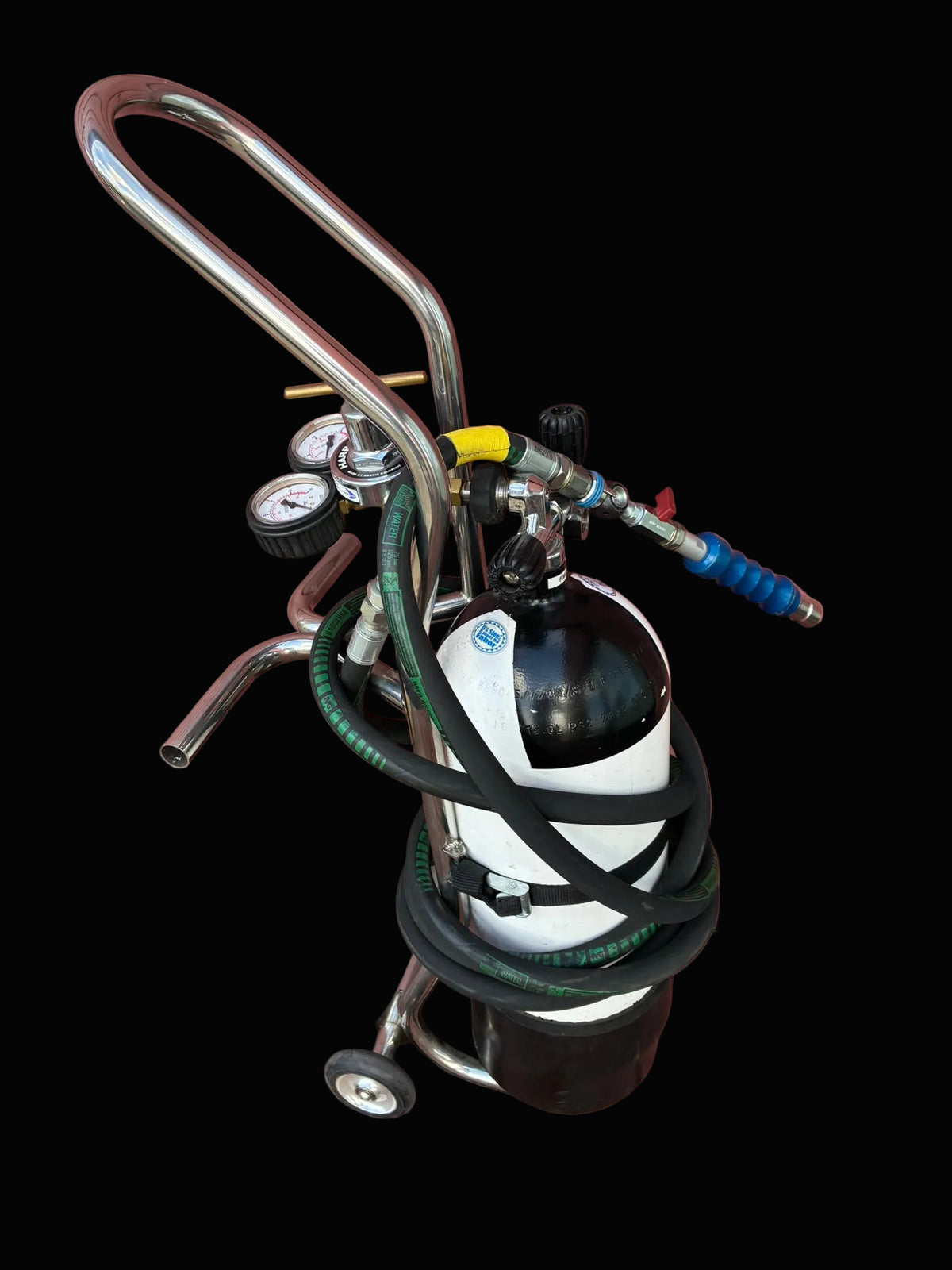 Used. Full kit of Air jack bottle with trolley+Reguliator+Krontec Lance+Hose