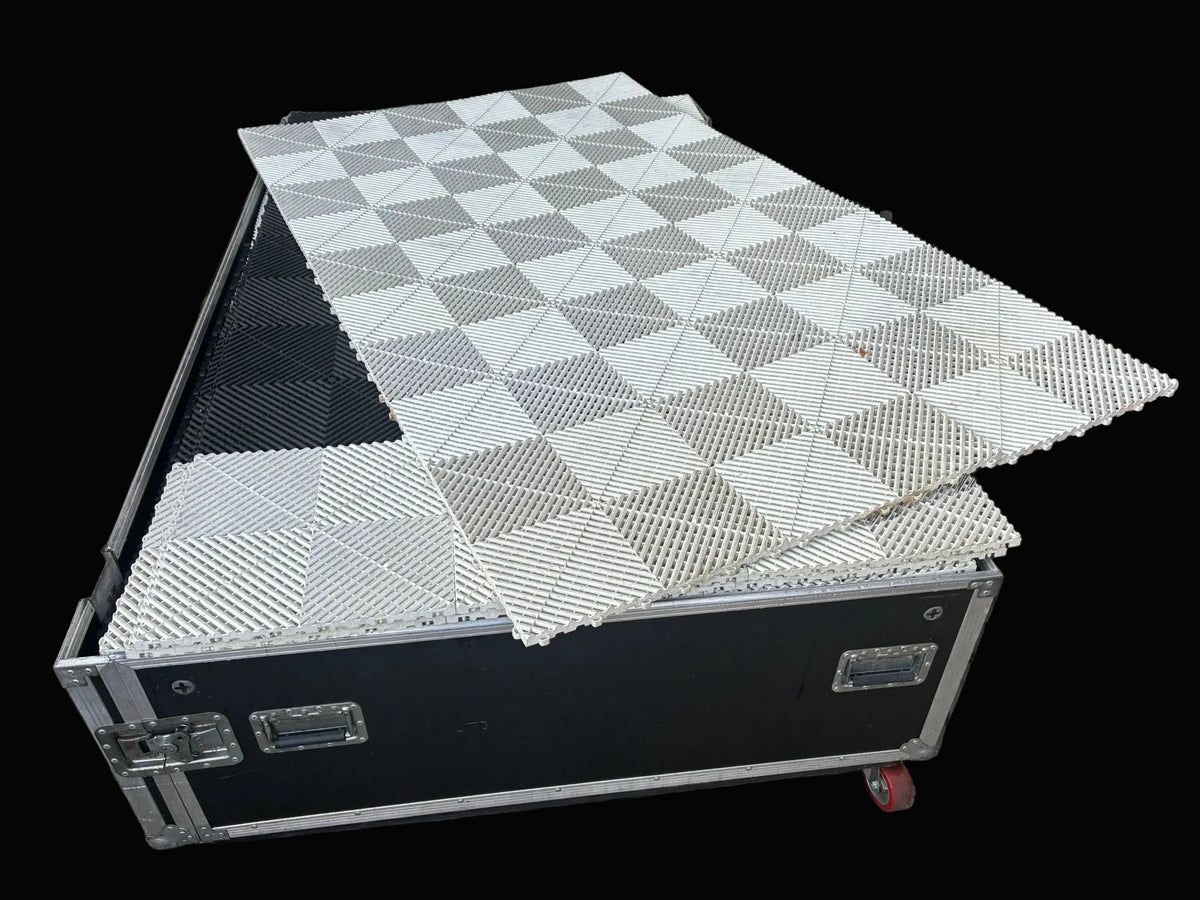 Used.Race track flooring. Black/white 68,32 sq/m + transport box