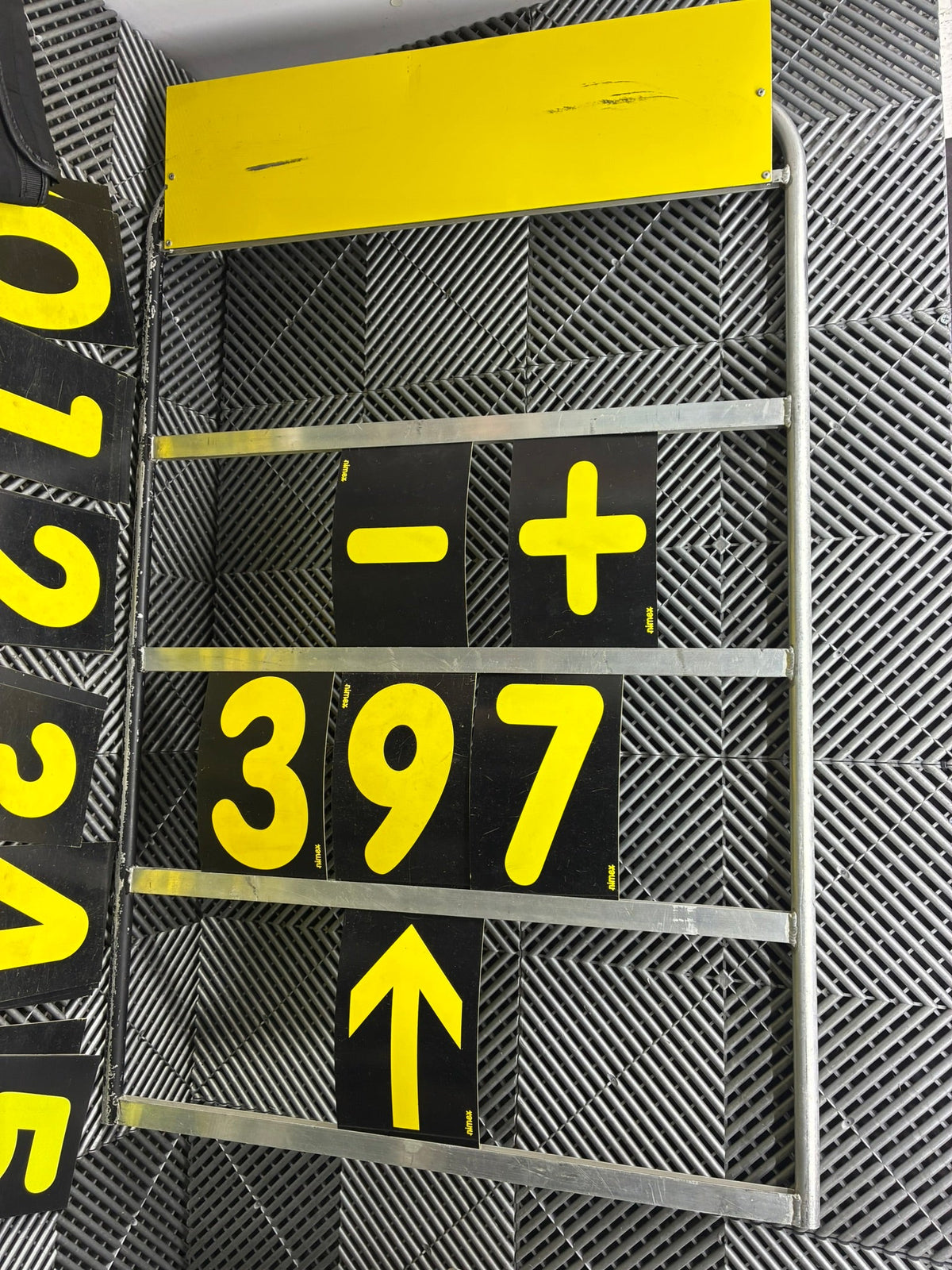 Used. Prosessional 3/4 row Aluminium Pit Board Frames + Numbers Set
