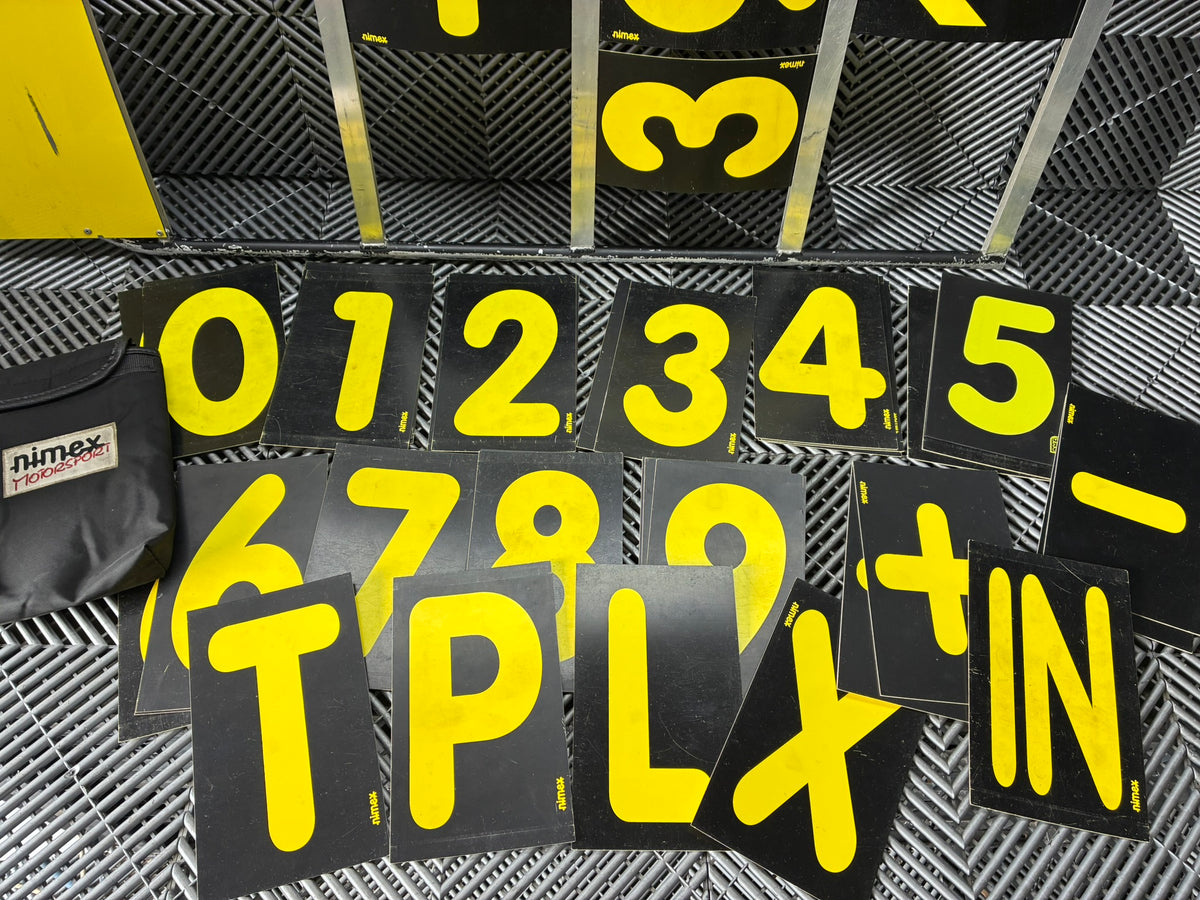 Used. Prosessional 3/4 row Aluminium Pit Board Frames + Numbers Set