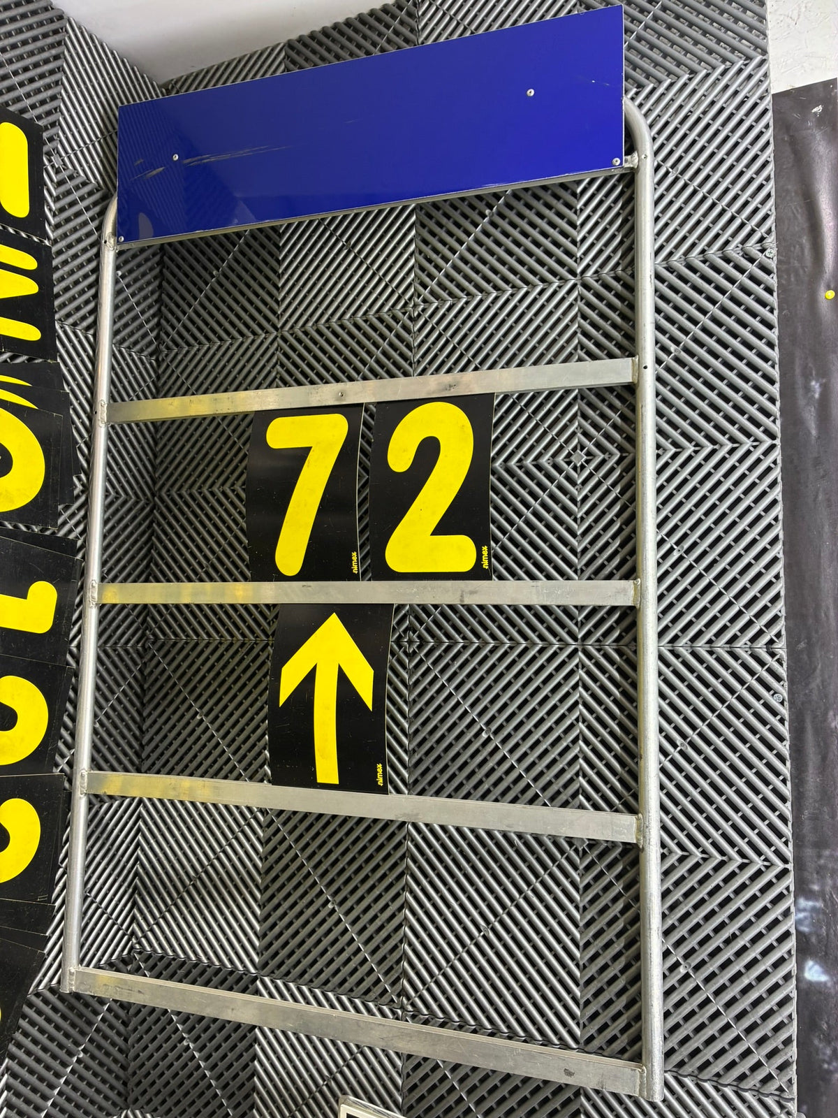 Used. Prosessional 3/4 row Aluminium Pit Board Frames + Numbers Set