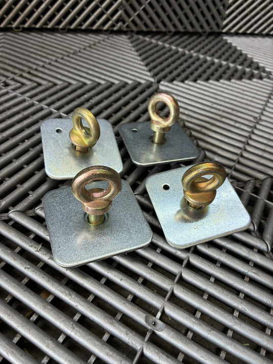 New. Racing Harness Reinforced Fixing Plates and Eyebolts (Pack of 4)