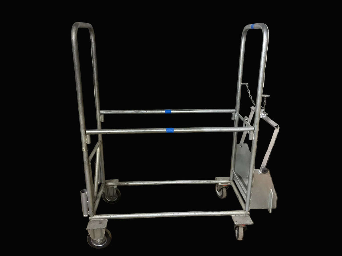 Used. Two-tier motorsport tyre / wheel trolleys